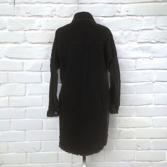Zara Black Denim Button Down Oversized Shirt Jacket - Picture 2 of 8